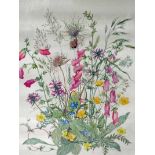 Patience Arnold (1901-1992) Foxgloves, Buttercups and Spring Flowers, signed watercolour, 43cm by