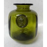 Style of Erik Hoglund, a green glass 20th century Vase, tapering circular form with