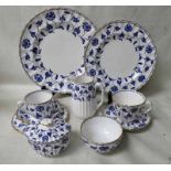 A Spode bone china blue and white fifty-two piece Tea and Coffee Service for a seven place