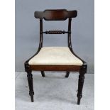 A 19th century mahogany Trafalgar Chair, shaped and carved top rail, rope twist back rail,