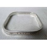 A square form silver Bangle with concave edge, marked T&Co 1837, 925
