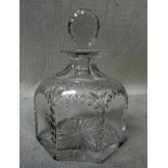 An early 19th century Georgian clear glass Scent Bottle, six sided, edge cut with facetted neck