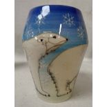 Sally Tuffin Dennis China Works, an oviform Vase, tubeline decorated with Polar Bears in a