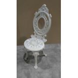 A Cast aluminium Patio Chair with oval back and Britannia Table style legs