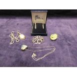 Silver pendants, earrings and brooches including Rennie Mackintosh (5)