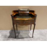 A French Empire style Kingswood and marquetry inlaid Bonheur du Jour, veined rectangular marble