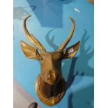 A carved wooden Stag Head with antlers, 70cm high