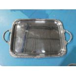 A Sheffield plated two-handle Tray by G F Westwood & Sons with rope edge border, 64cm by 40cm