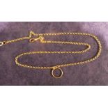 A 9 carat gold single Belcher Watch Chain as a necklace, 67cm long, no T bar, 14.2g, 22carat Wedding