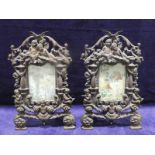 A pair of Victorian Rococo style coppered cast iron Architectural Easel Frames, Reg Number 553836,