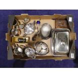 A collection of small Victorian and later Curios including Belt buckles, Salt, Propelling Pencil,