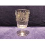 A large Regency Masonic Commemorative Rummer Glass, tapering body etched with Thistle Masonic