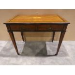 An Edwardian rosewood two-drawer Writing Table, chamfered edge rectangular top, crossbanded and line