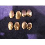 Two pairs of 9ct gold oval Cuff Links, 10.7g