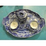 A Spode Italian Tea for Two set on oval two-handle tray circa 1910, tray measures 41cm by 29cm