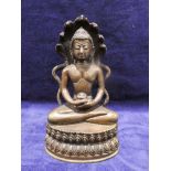 A cast bronze statue of Indian Goddess, 19cm high