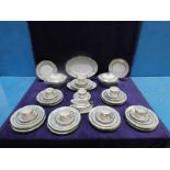 A Bavarian Dinner Service in duck egg blue, fifty-three pieces for eight place setting, U S Military