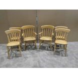 A set of six limed beech Kitchen Chairs