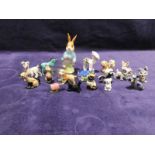 Eighteen miniature animals including Wade Whimsies, Wemyss, Beswick