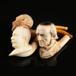 A GROUP OF SEVEN ANGLO-AUSTRIAN CARVED MEERSCHAUM PIPES, LATE 19TH/EARLY 20TH CENTURY, each cased