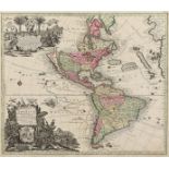 AN ANTIQUE MAP, "Novus Orbis sive America Meridionalis et Septentrionalis," AUGSBURG, CIRCA 1740,