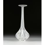A LALIQUE FROSTED CRYSTAL VASE, CLAUDE PATTERN, ENGRAVED SIGNATURE, NO 12273, 20TH CENTURY, of