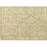 AN ANTIQUE MAP, "Rand McNally Standard Map of Oklahoma," color ink engraving on paper, with four