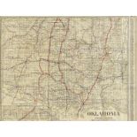 AN ANTIQUE AUTOMOBILE MAP, "Clason's Guide Map of Oklahoma," DENVER, COLORADO, 1917, color engraving