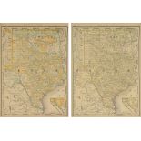 TWO VINTAGE MAPS, "Vertical Map of Texas," CHICAGO, EARLY 20TH CENTURY, color engravings on paper,
