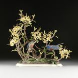 A BOEHM SCULPTURE, "Western Bluebirds," UNITED STATES, hand painted bisque porcelain, number 400-01,