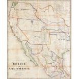 AN ANTIQUE POCKET MAP, "Map of Mexico and California, Second Edition," SAINT LOUIS, MISSOURI,