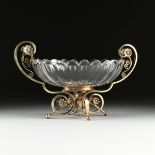 A GILT BRONZE MOUNTED BACCARAT GLASS CENTERPIECE, FRENCH, LATE 19TH/EARLY 20TH CENTURY, the bowl