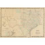A CIVIL WAR ERA ANTIQUE MAP, "Johnson's New Map of the State Of Texas," NEW YORK, 1860-1863, hand