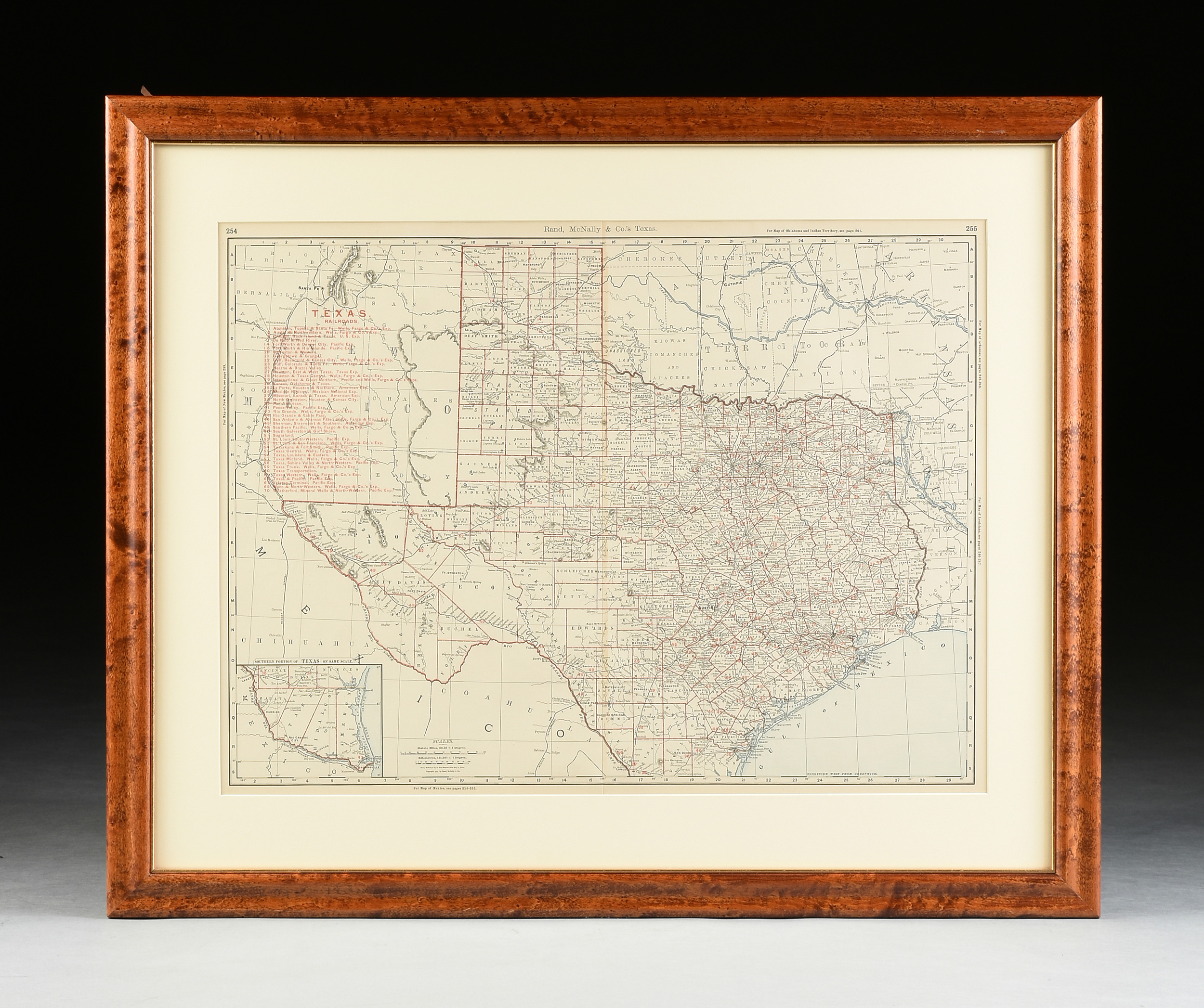 AN ANTIQUE MAP, "Rand McNally & Co.'s Texas," CHICAGO, CIRCA 1892, color engraving on paper, a - Image 2 of 7