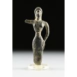 AN ANCIENT ETRUSCAN STYLE BRONZE FRAGMENT OF A KORE VOTIVE FIGURE, ARCHAIC PERIOD (800-479 BC),