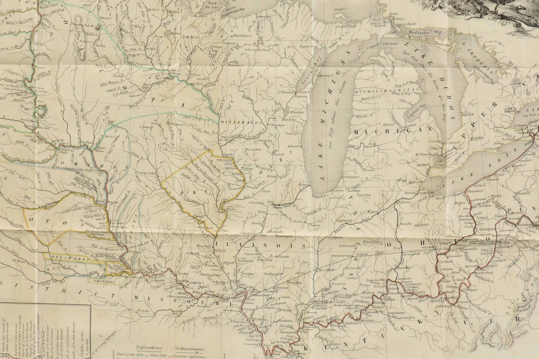 AN ANTIQUE MAP, "Map to Illustrate the Route of Prince Maximilian of Wied in the Interior of North - Image 5 of 9