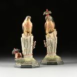 A PAIR OF BOEHM SCULPTURES, "Kestrel," UNITED STATES, two hand painted bisque porcelain