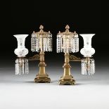 A PAIR OF AMERICAN CLASSICAL SINGLE LIGHT BRONZE ARGAND LAMPS, ATTRIBUTED TO CLARK, COIT AND