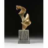 L. MCBEE (20th Century) A MODERNIST SCULPTURE, "Swirl," CIRCA 1973, brass patinated bronze, signed