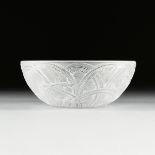 A LALIQUE FROSTED ETCHED CRYSTAL "Pinsons" SERVING BOWL, FRANCE, MID 20TH CENTURY, frosted etched