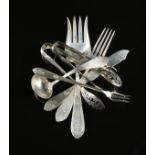 A GROUP OF TWELVE AMERICAN STERLING SILVER SERVING UTENSILS, RETAILED BY J.J. FREEMAN, TOLEDO, OHIO,