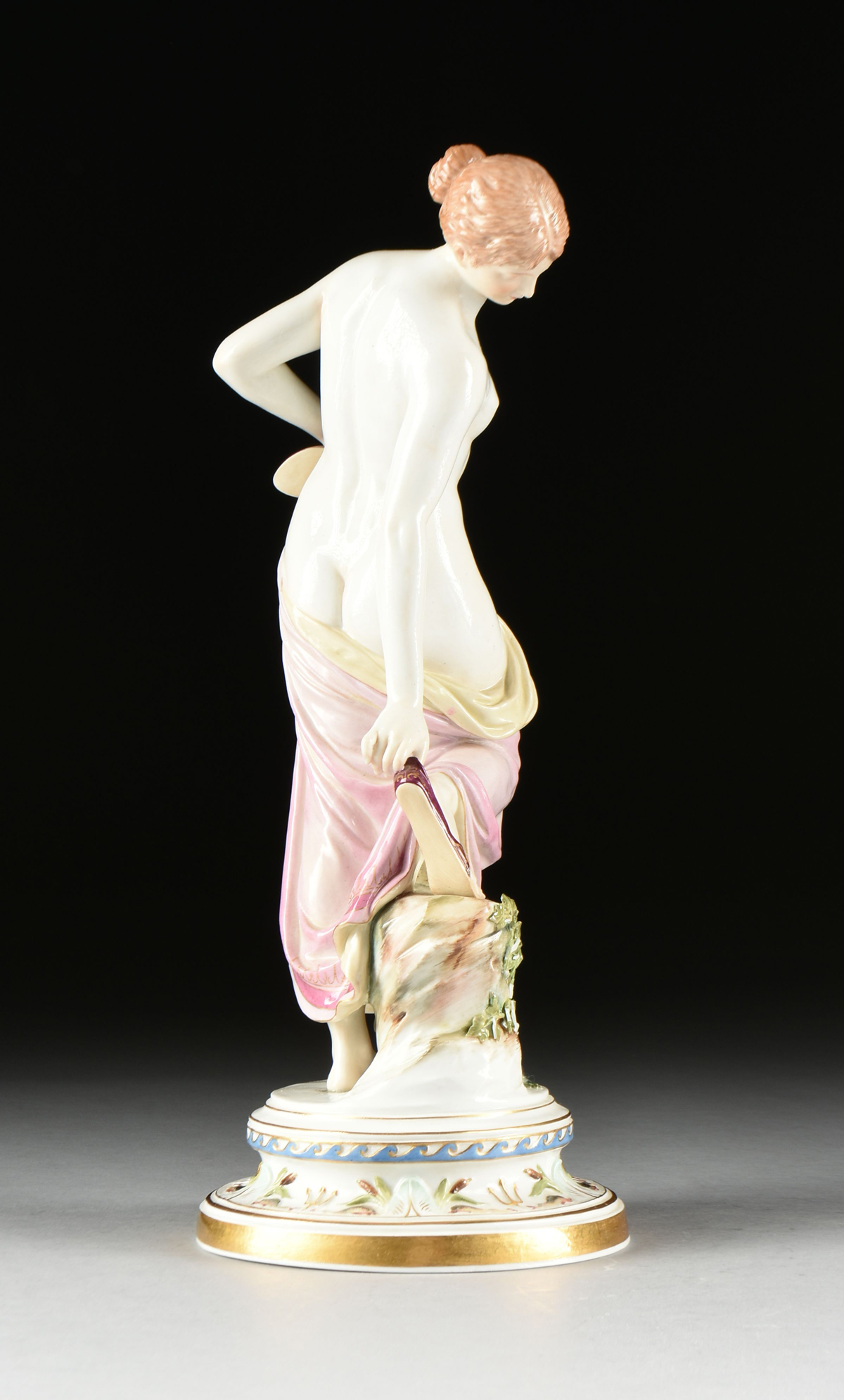 TWO MEISSEN POLYCHROME PAINTED PORCELAIN FIGURES, UNDERGLAZE AND INCISED MARKS, 19TH/20TH CENTURY, - Image 5 of 15
