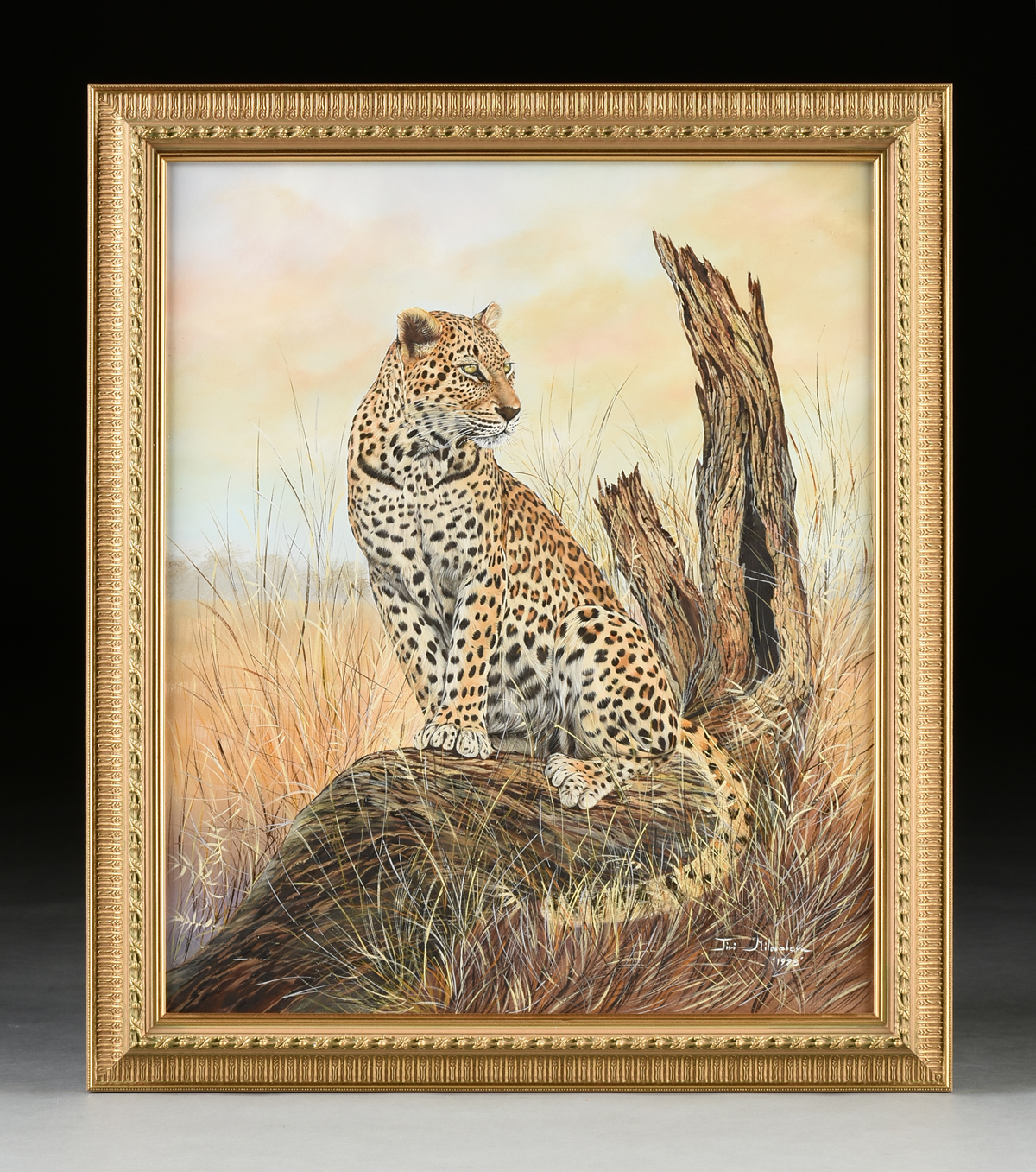 JIRI MILOUSHEVA (20th Century) A PAINTING, "Cheetah," 1990, oil on canvas, signed L/R and dated, " - Image 2 of 12