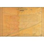 AN ANTIQUE MAP, "Plan of the City of Galveston Texas," CIRCA 1845, hand colored lithograph on paper,