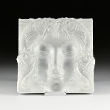 A LALIQUE "MASQUE DE FEMME" FROSTED CRYSTAL PANEL, ENGRAVED SIGNATURE, NO.11645, MID 20TH CENTURY,