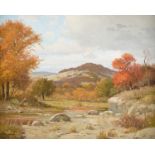 PORFIRIO SALINAS (American/Texas 1910-1973) A PAINTING, "Autumn in the Hill Country," oil on canvas,