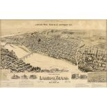 AN ANTIQUE BIRD'S EYE VIEW MAP, "Perspective Map of the City of Laredo, Texas," MILWAUKEE, CIRCA