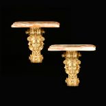 A PAIR OF LOUIS XIV STYLE GILT BRONZE AND ONYX WALL BRACKET SHELVES, EARLY 20TH CENTURY, each