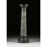 A NEOCLASSICAL STYLE VERT DE CAMPAN COLUMNAR PEDESTAL, 20TH CENTURY, with a circular top on a