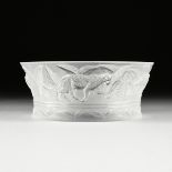 A LALIQUE CLEAR AND FROSTED CRYSTAL "JUNGLE" FRUIT BOWL, SIGNED, LATE 20TH CENTURY, of flaring